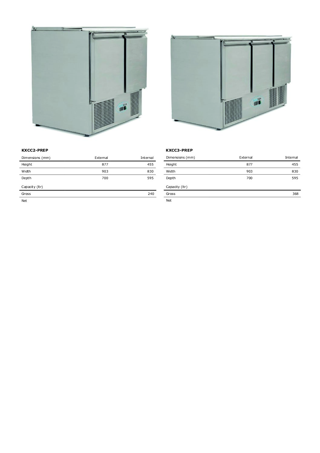 KOLDBOX KXCC2-PREP 2 Dr Compact GN Saladette with Cutting Board 240L KOLDBOX KXCC2-PREP 2 Dr Compact GN Saladette with Cutting Board 240L - Image 3