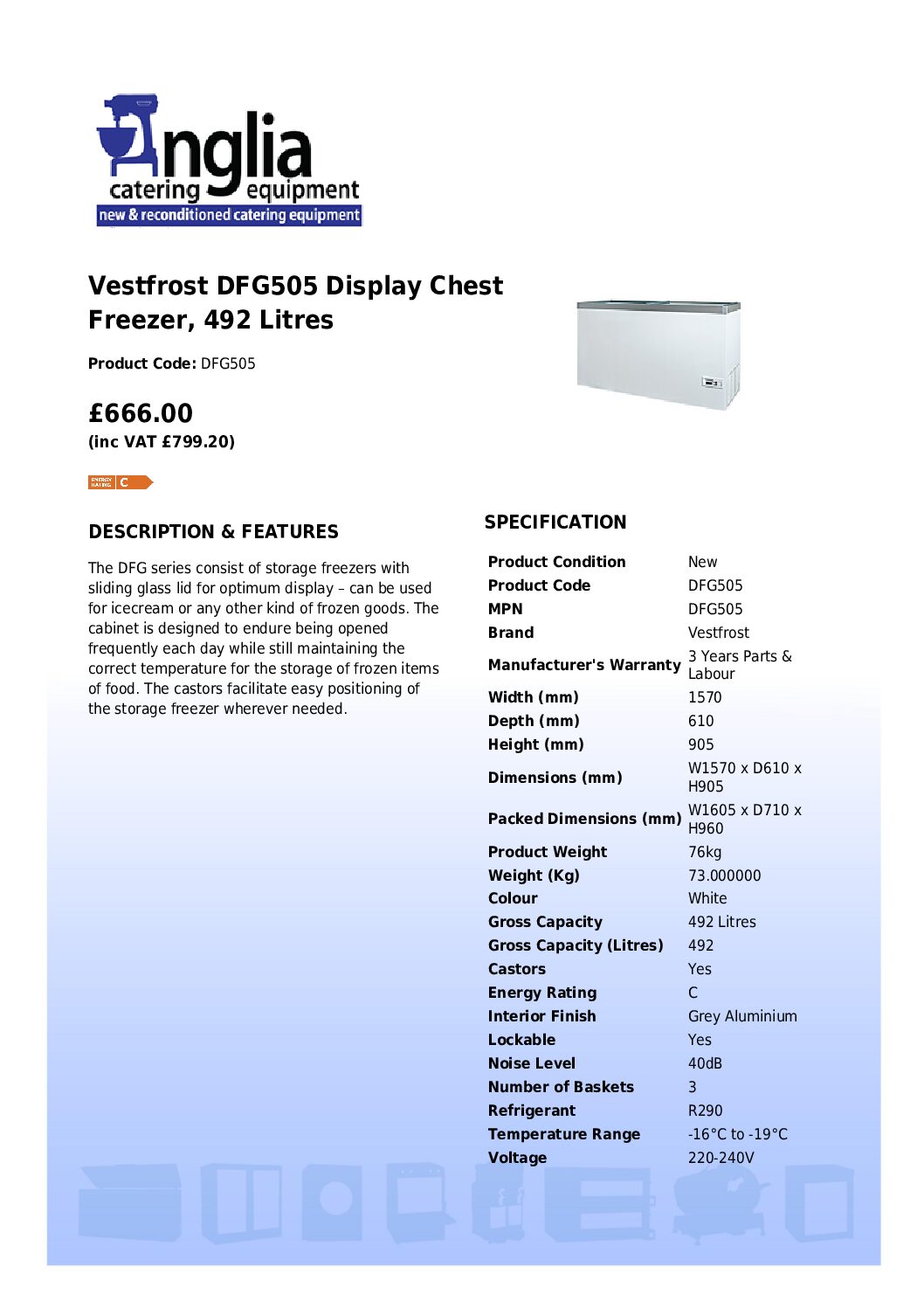 Vestfrost DFG505 Display Chest Freezer, 492L Vestfrost DFG505 Display Chest Freezer, 492L - Image 5