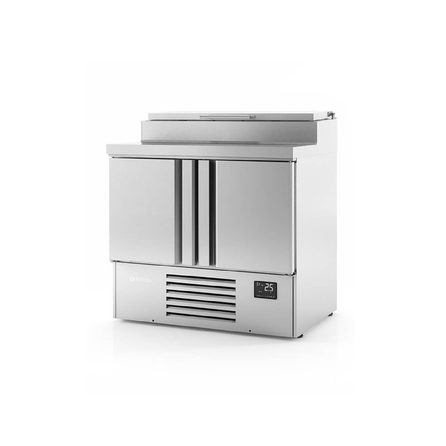 Infrico ME1000EN 2 Door Stainless Steel Refrigerated Pizza/Saladette Prep Counter