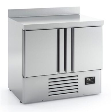 Infrico ME1000II Heavy Duty 2 Door Stainless Steel Refrigerated Prep Counter With Coved Upstand, 230L