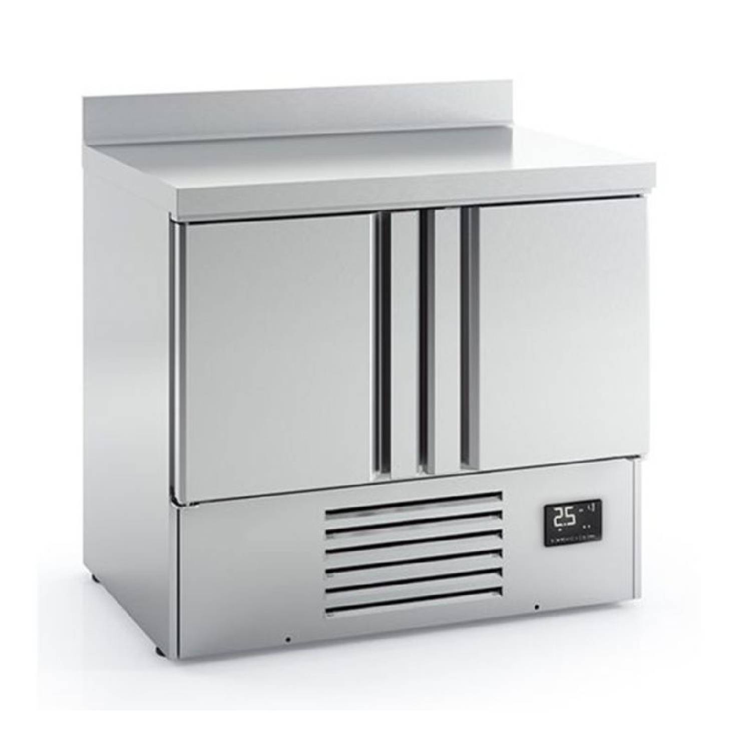 Infrico ME1000II Heavy Duty 2 Door Stainless Steel Refrigerated Prep Counter With Coved Upstand, 230L Infrico ME1000II Heavy Duty 2 Door Stainless Steel Refrigerated Prep Counter