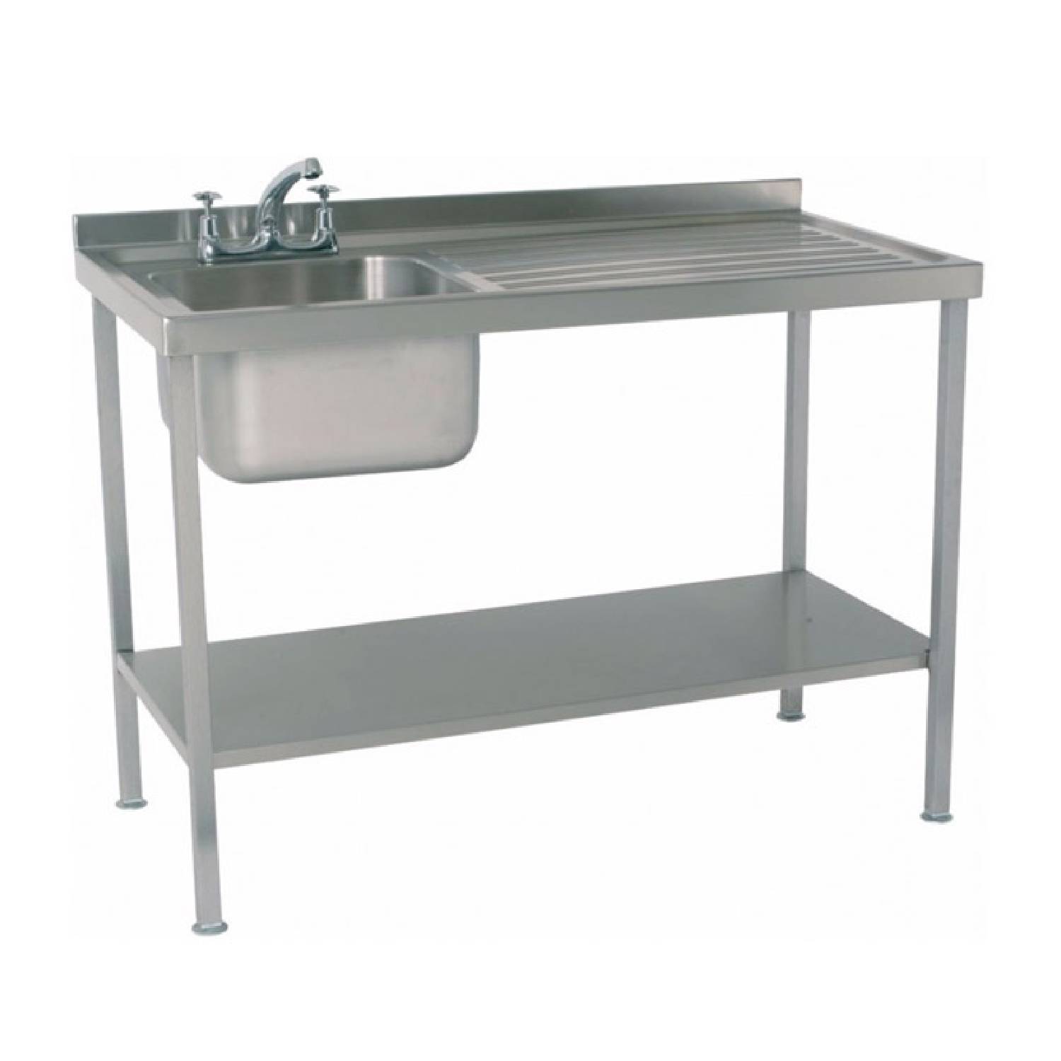 Parry SINK1260RFP – Flat Packed Single Bowl Sink with Right Hand Drainer 1200mm wide – 600mm deep