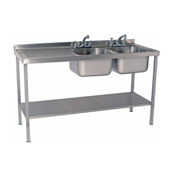 Parry SINK1560DBL – Double Bowl Sink with Left Hand Drainer 1500mm wide – 600mm deep