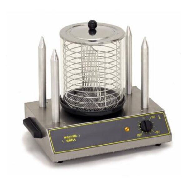 Roller Grill CS 4 E Hot Dog Steamer + 4 Baguette Spikes