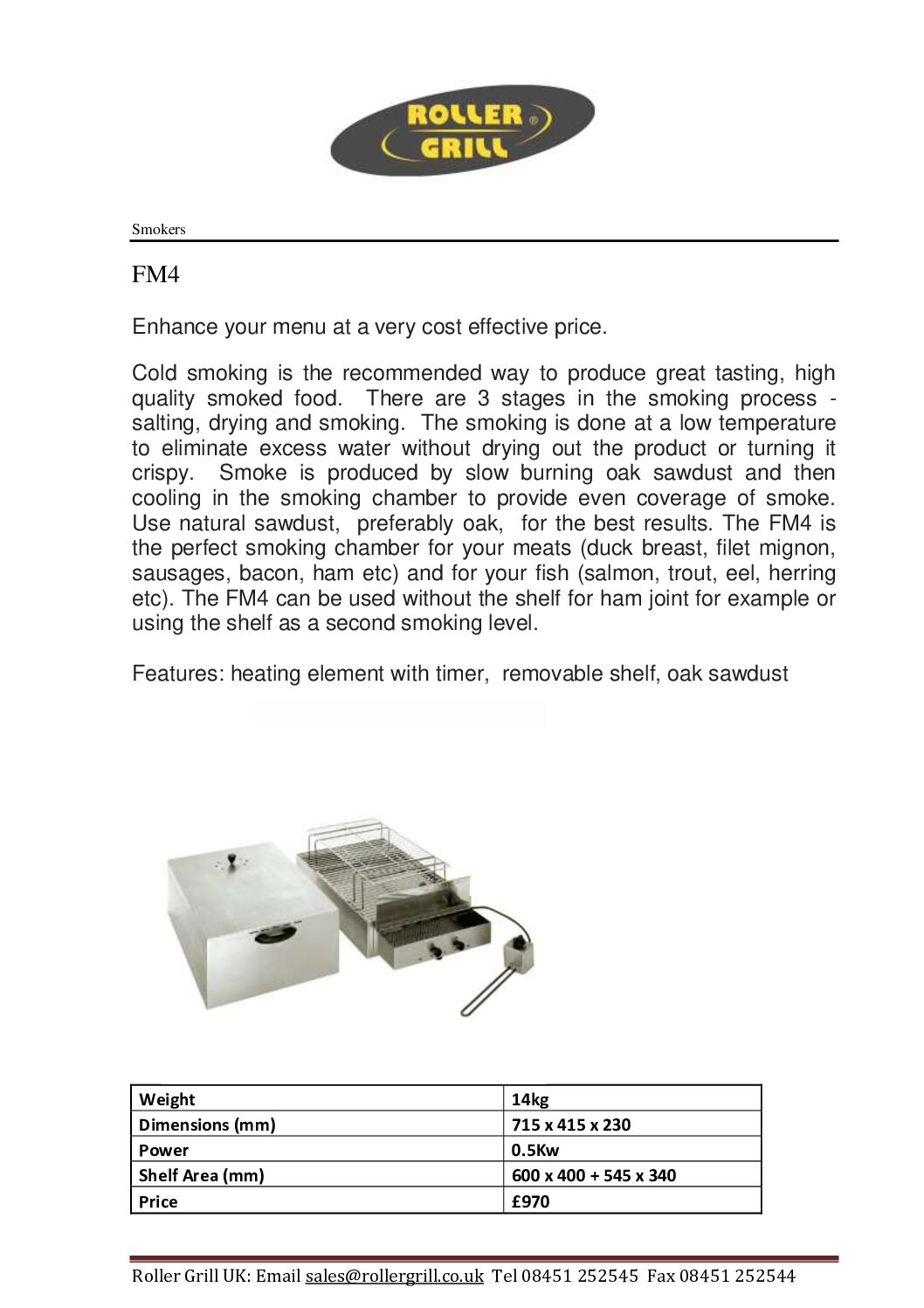 Roller Grill FM 4 Double Level Smoker Unit, 710mm (w) Roller Grill FM 4 Double Level Smoker Unit, 710mm (w) - Image 3