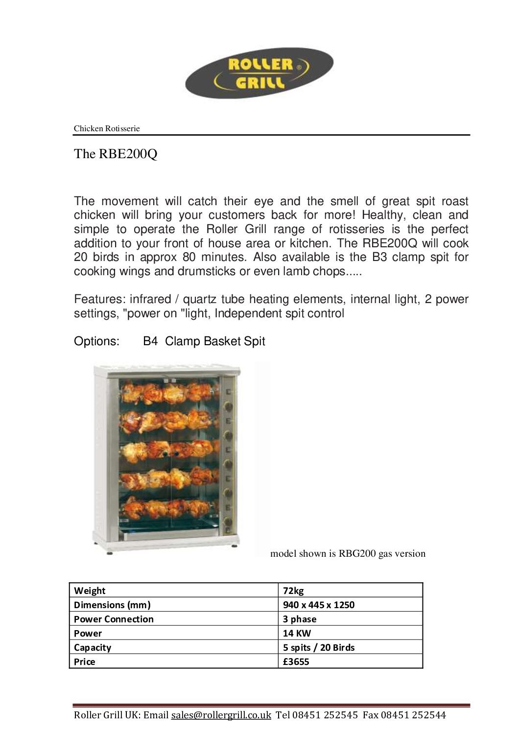 Roller Grill RBE 200Q Electric Rotisserie Roller Grill RBE 200Q Electric Rotisserie - Image 3