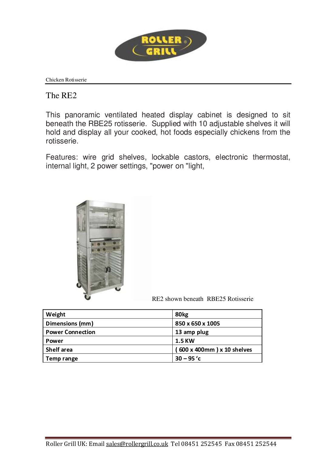 Roller Grill RE 2 Heated Display/Holding Cabinet Roller Grill RE 2 Heated Display/Holding Cabinet - Image 3