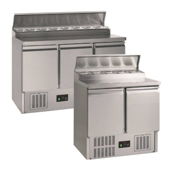 Tefcold GSS20 2 Door Stainless Steel Refrigerated Pizza/Saladette Prep Counter, 228L