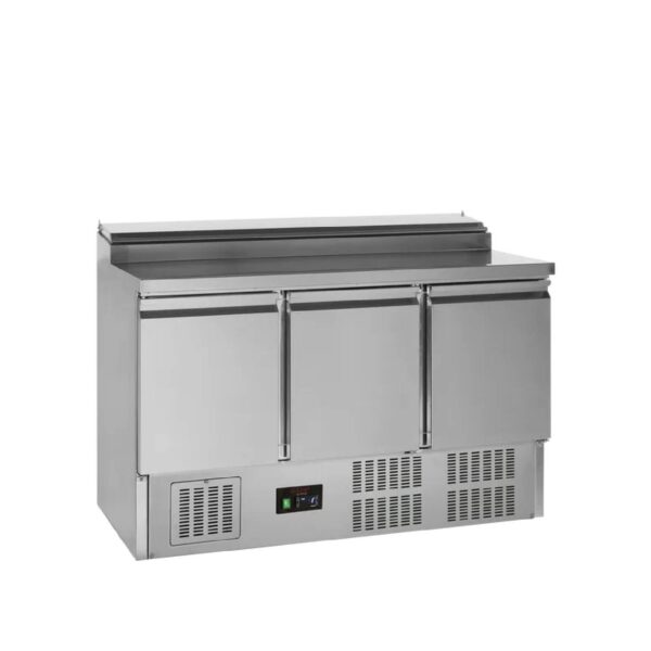Tefcold GSS435 3 Door Stainless Steel Refrigerated Pizza/Saladette Prep Counter, 348L