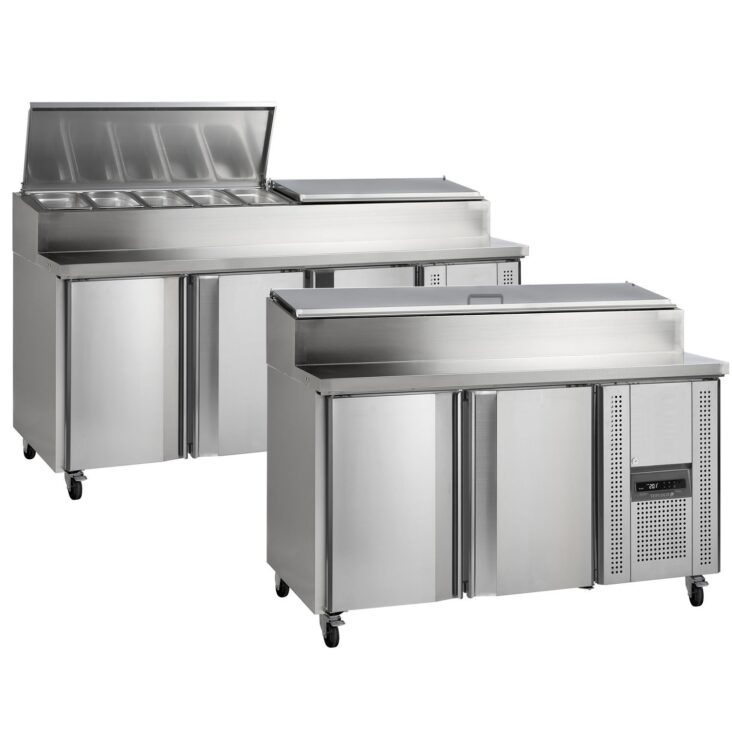 Tefcold SS7300 3 Door Stainless Steel Refrigerated Pizza Prep Counter/Saladette, 429L