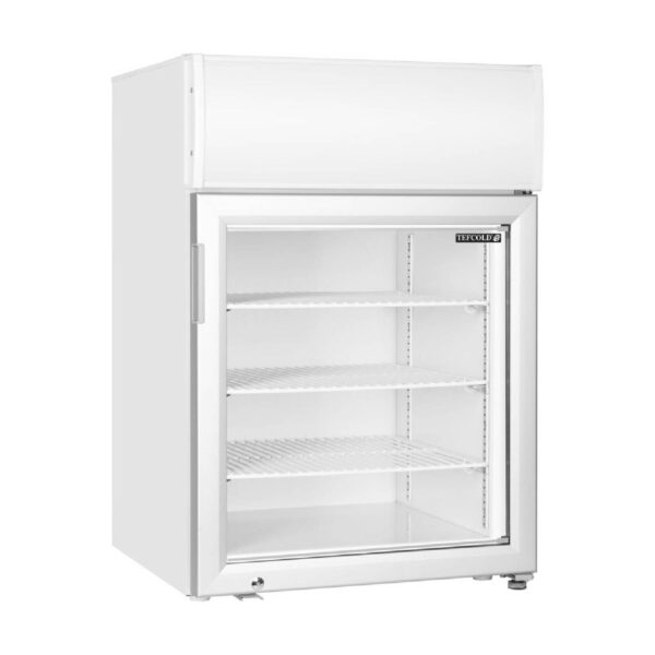 Tefcold UF100GCP Countertop Single Glass Door White Display Freezer, 116L