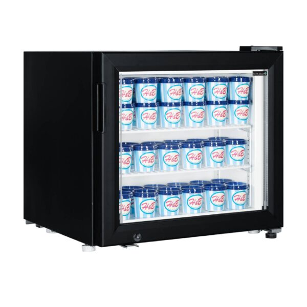 Tefcold UF50G Countertop Black Glass Door Display Freezer, 50L