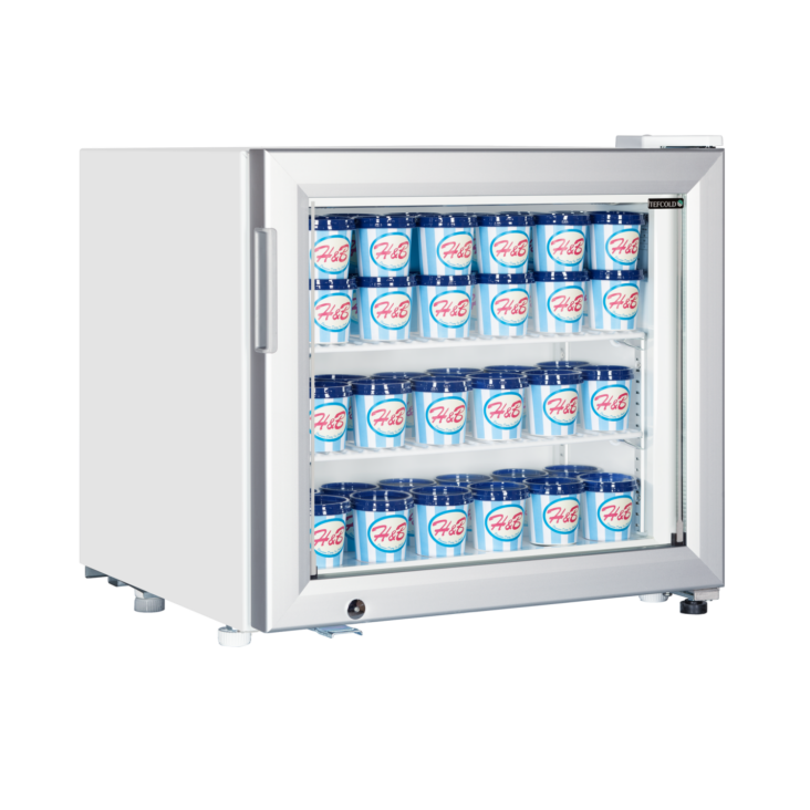 Tefcold UF50G Countertop White Glass Door Display Freezer, 50L