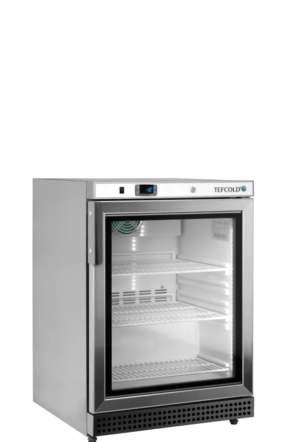 Tefcold UF200VSG Undercounter Single Glass Door Stainless Steel Display Freezer, 200L