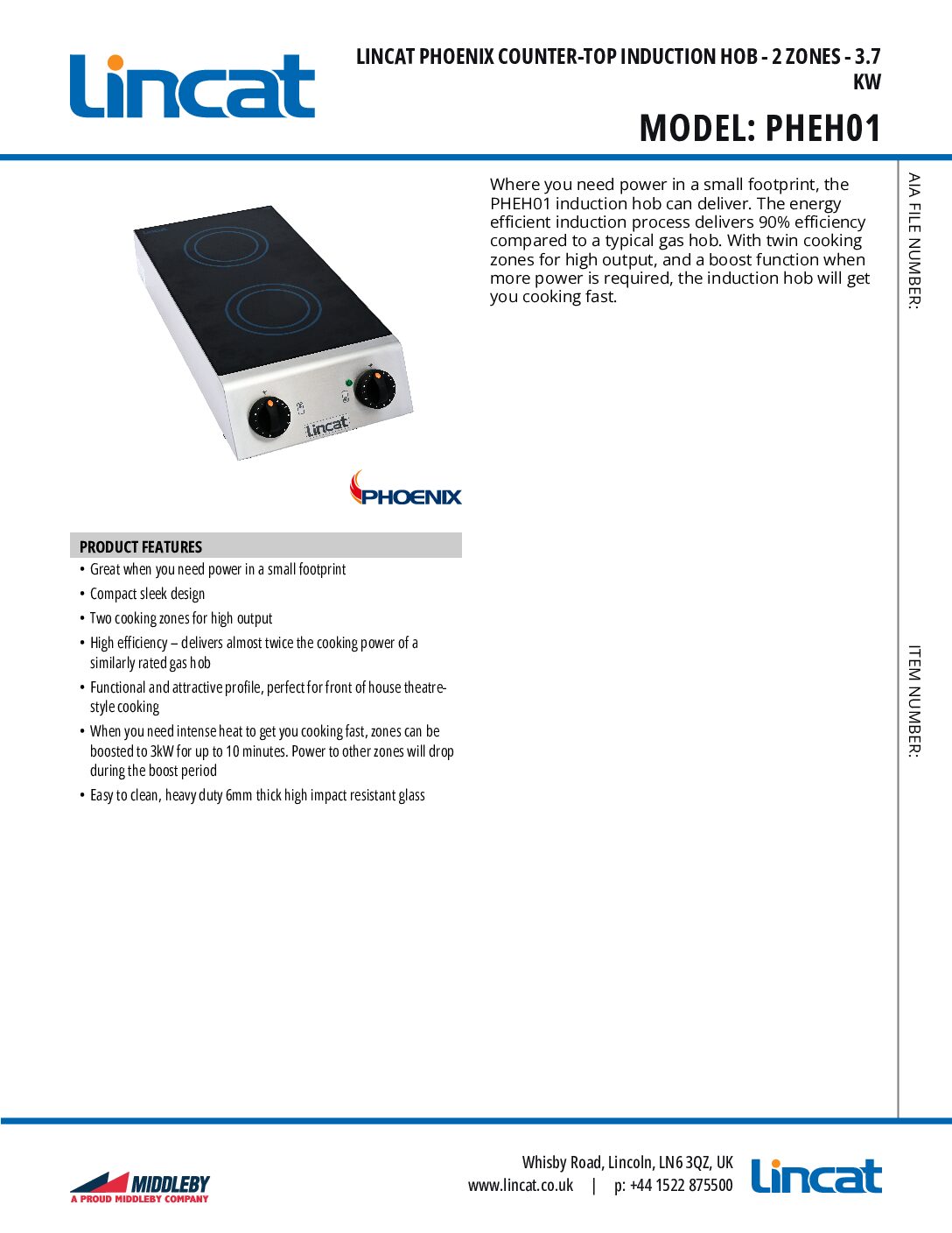 Lincat PHEH01 Phoenix Counter-top Induction Hob – 2 Zones – 3.7 kW Lincat PHEH01 Phoenix Counter-top Induction Hob – 2 Zones – 3.7 kW - Image 3