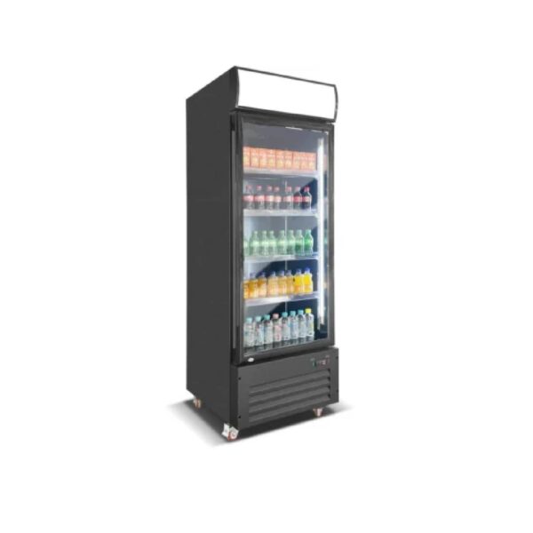 Hosty Black Single Door Drinks Fridge – 900L Commercial Bottle Cooler