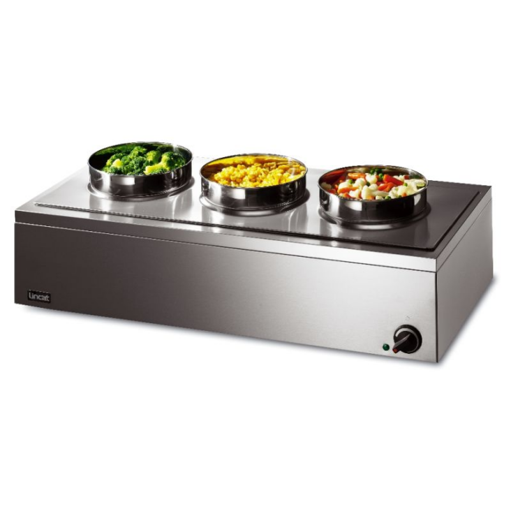 Lincat LRB3W, 3 Round Pot Electric Countertop Bain Marie, Wet Heat