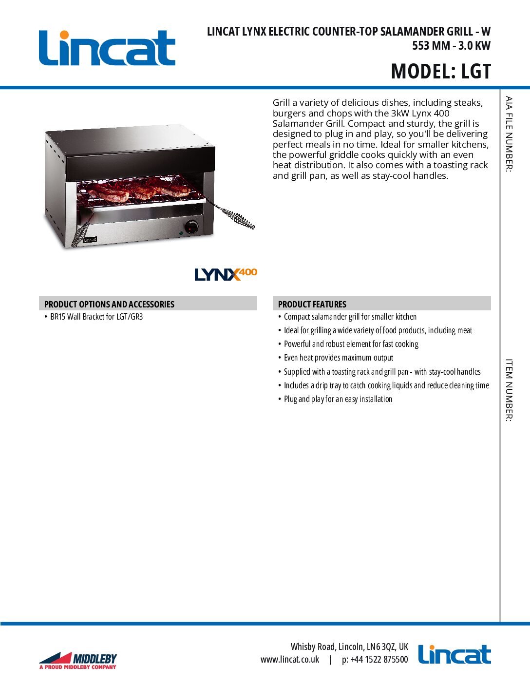 LINCAT Lynx LGT Electric Counter-top Salamander Grill LINCAT Lynx LGT Electric Counter-top Salamander Grill - Image 3