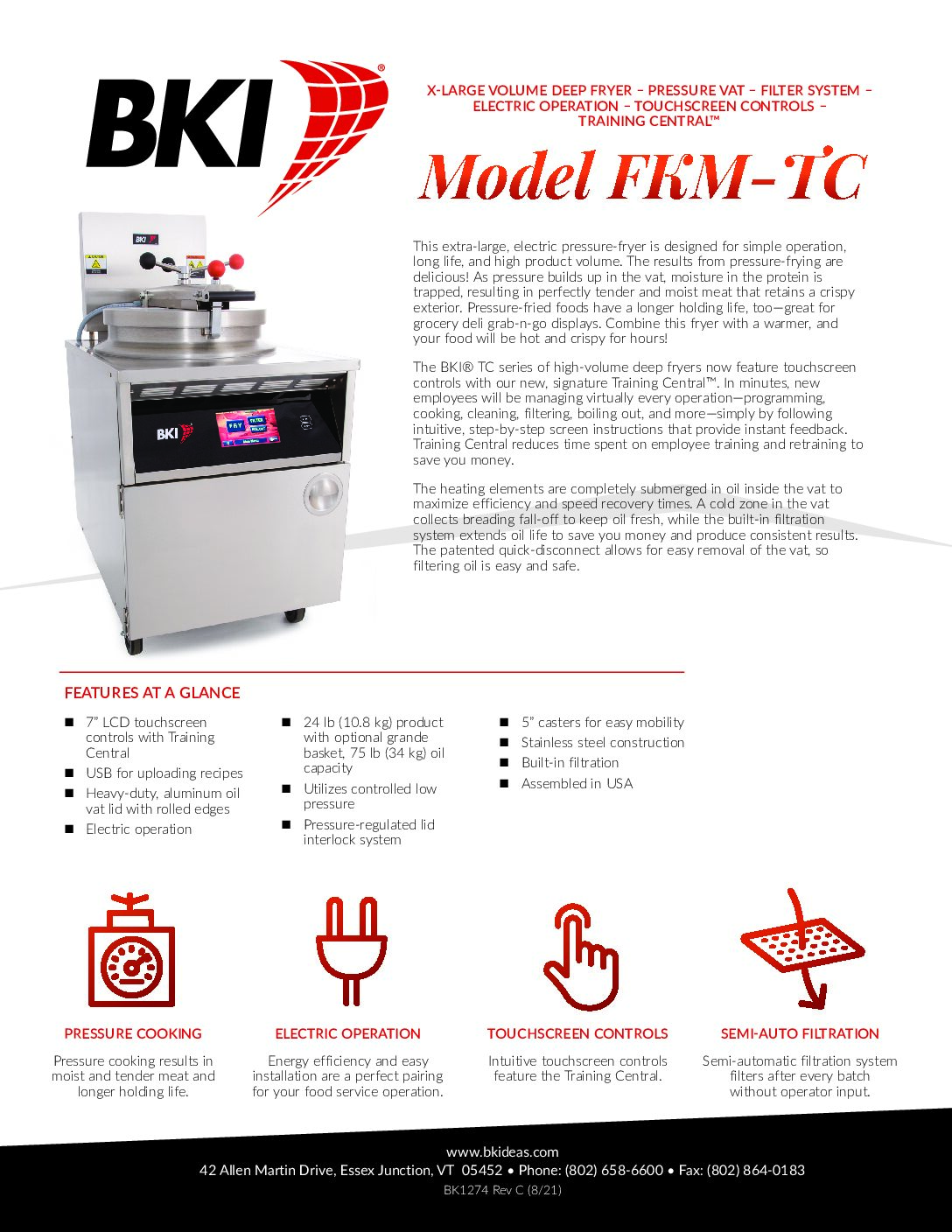 BKI Pressure Fryer FKM-TC – Single Basket, Touchscreen Control BKI Pressure Fryer FKM-TC – Single Basket, Touchscreen Control - Image 4