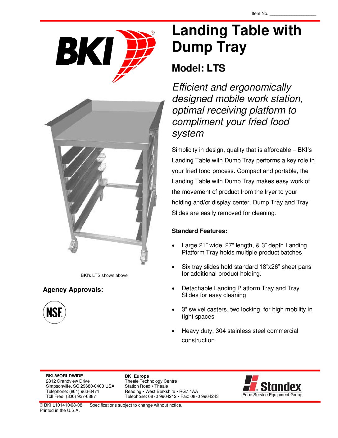 BKI LTS Landing Table BKI LTS Landing Table - Image 2
