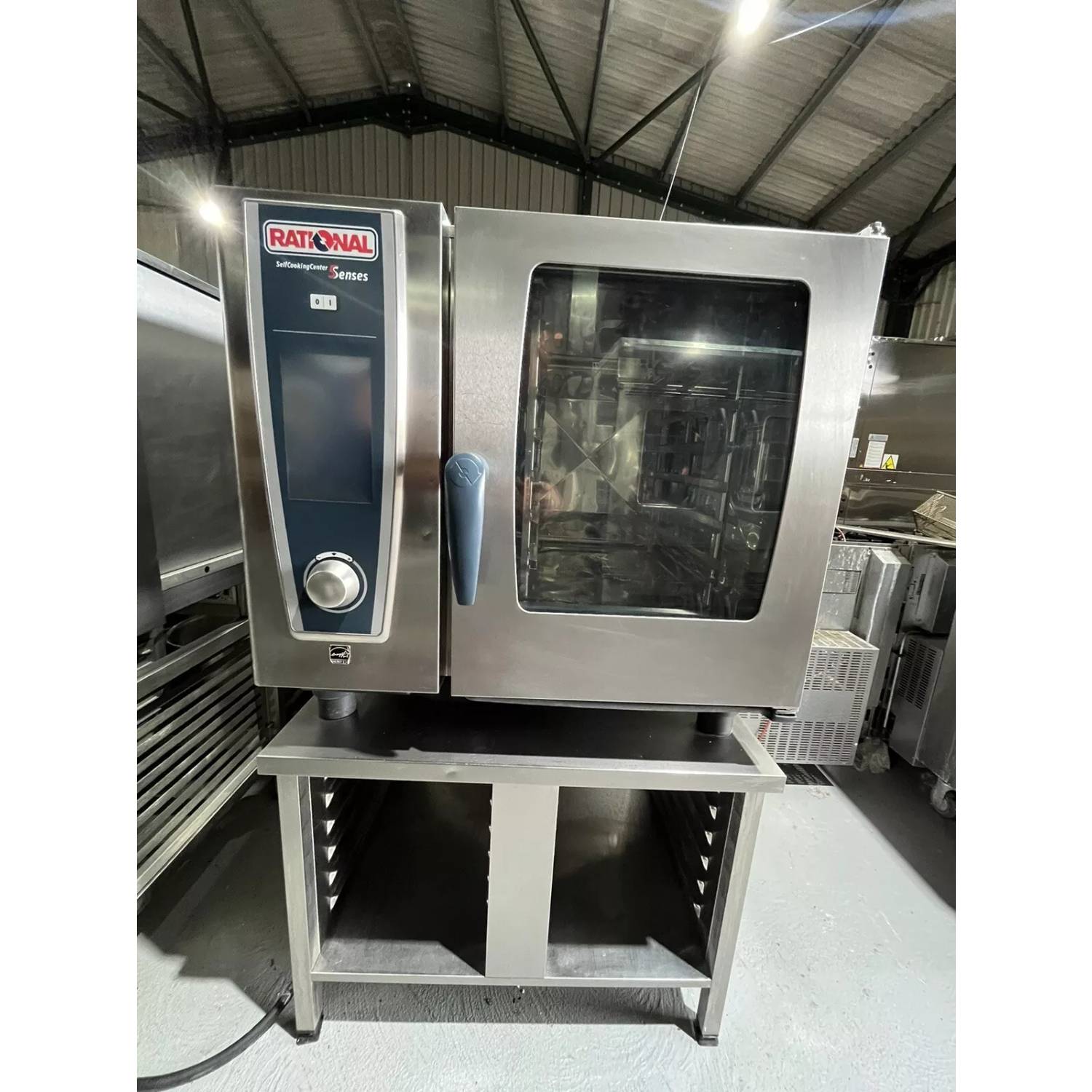 Rational SCCWE 61E 6 Grid Electric Single Phase Combi Oven on a UGII Stand
