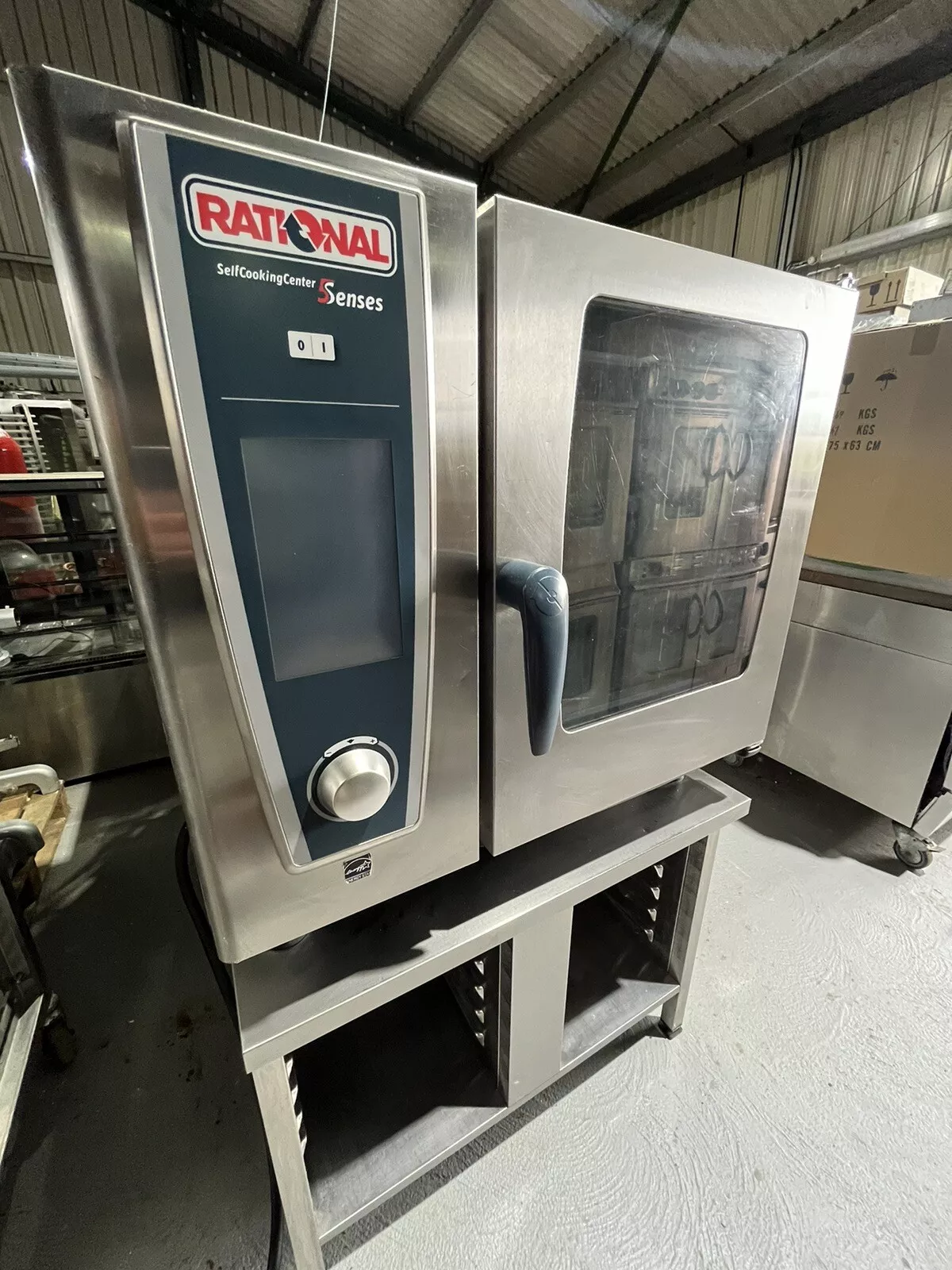 Rational SCCWE 61E 6 Grid Electric Single Phase Combi Oven on a UGII Stand Rational SCCWE 61E 6 Grid Electric Single Phase Combi Oven on a UGII Stand