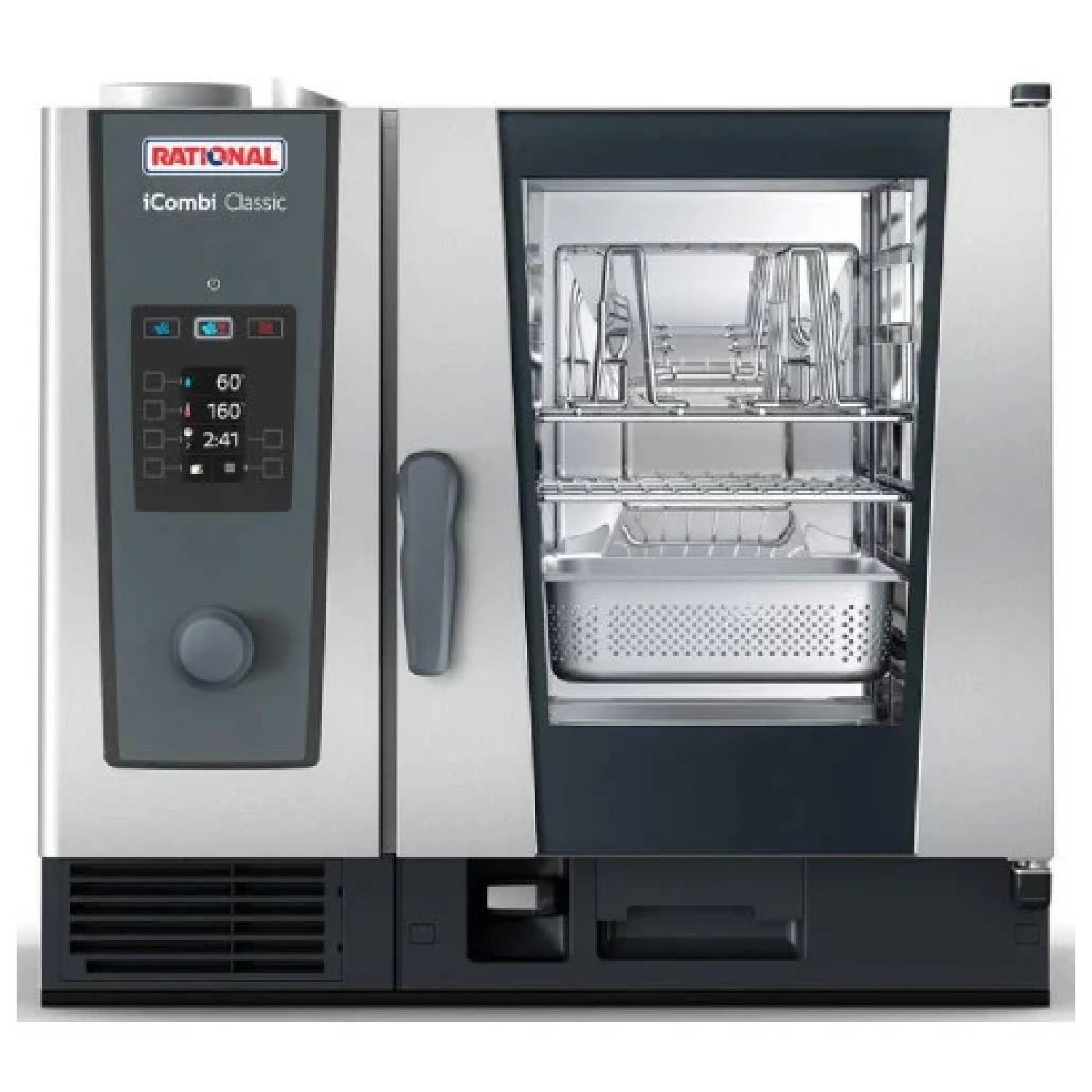 GRADED Rational iCombi Classic 6-1/1 Gas Combination Oven 6 Grid, 1/1 GN on Mobile Stand UG11 GRADED Rational iCombi Classic 6-1/1 Gas Combination Oven 6 Grid, 1/1 GN on Mobile Stand UG11