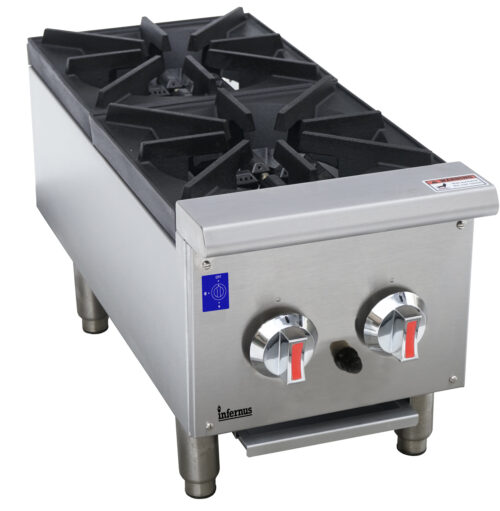 Infernus INF-GB2 Counter-top 2 x 7kW Gas Burner Hob Infernus 2 Burner Hob Gas Hotplate Cooker – 30cm/12″