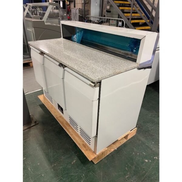 GRADED Blizzard BCC3PREPGRANITE Compact Triple Door Refrigerated Pizza Prep Counter GRADED Blizzard BCC3PREPGRANITE Compact Triple Door Refrigerated Pizza Prep Counter