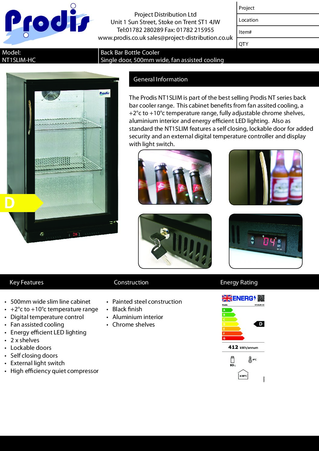 Prodis NT1SLIM-HC 500mm Slimline Single Door Bottle Cooler – Black Prodis NT1SLIM-HC 500mm Slimline Single Door Bottle Cooler – Black - Image 7