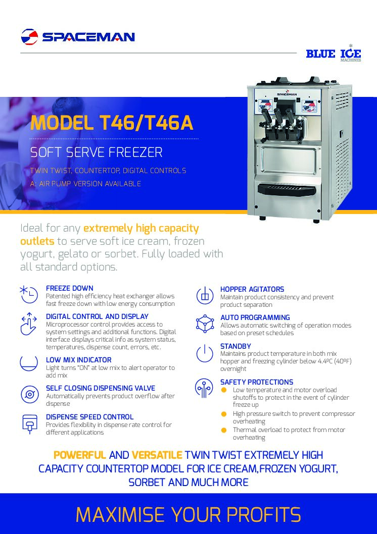 Spaceman T46 Twin-Twist Soft Serve – Countertop, Gravity-Fed Spaceman T46 Twin-Twist Soft Serve – Countertop, Gravity-Fed - Image 2