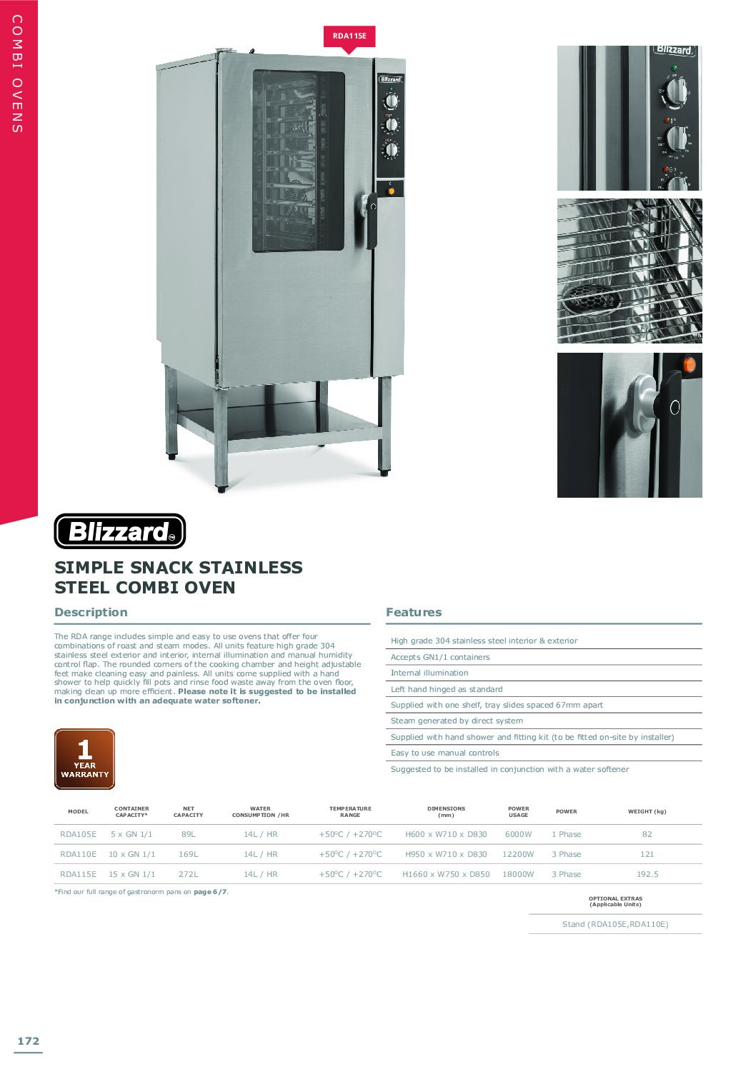 Graded Blizzard RDA110E 10x GN1/1 Simple Combi Oven Graded Blizzard RDA110E 10x GN1/1 Simple Combi Oven - Image 4