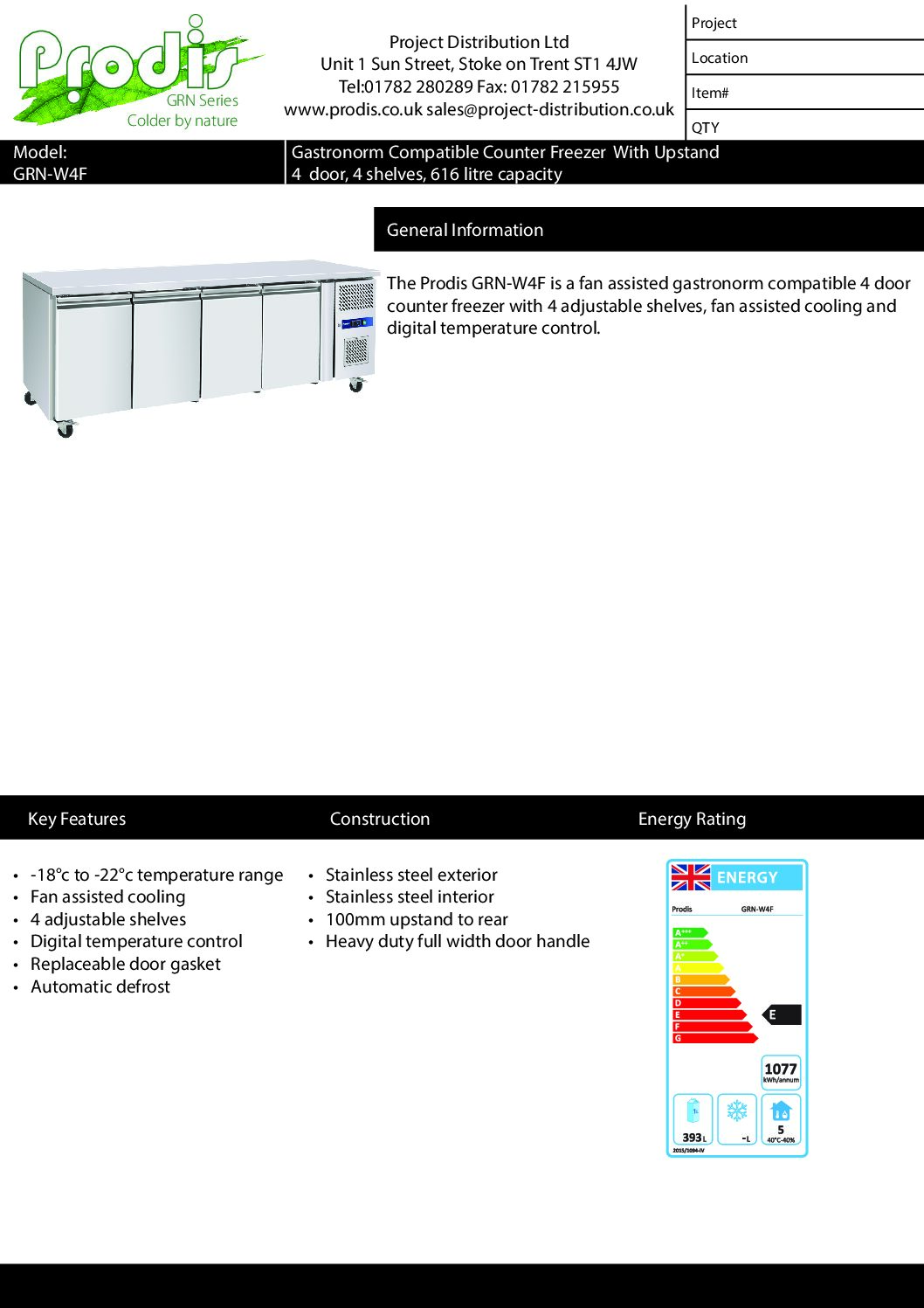 Prodis GRN-W4F Professional Four Door Stainless Steel Counter Freezer with Upstand Prodis GRN-W4F Professional Four Door Stainless Steel Counter Freezer with Upstand - Image 7