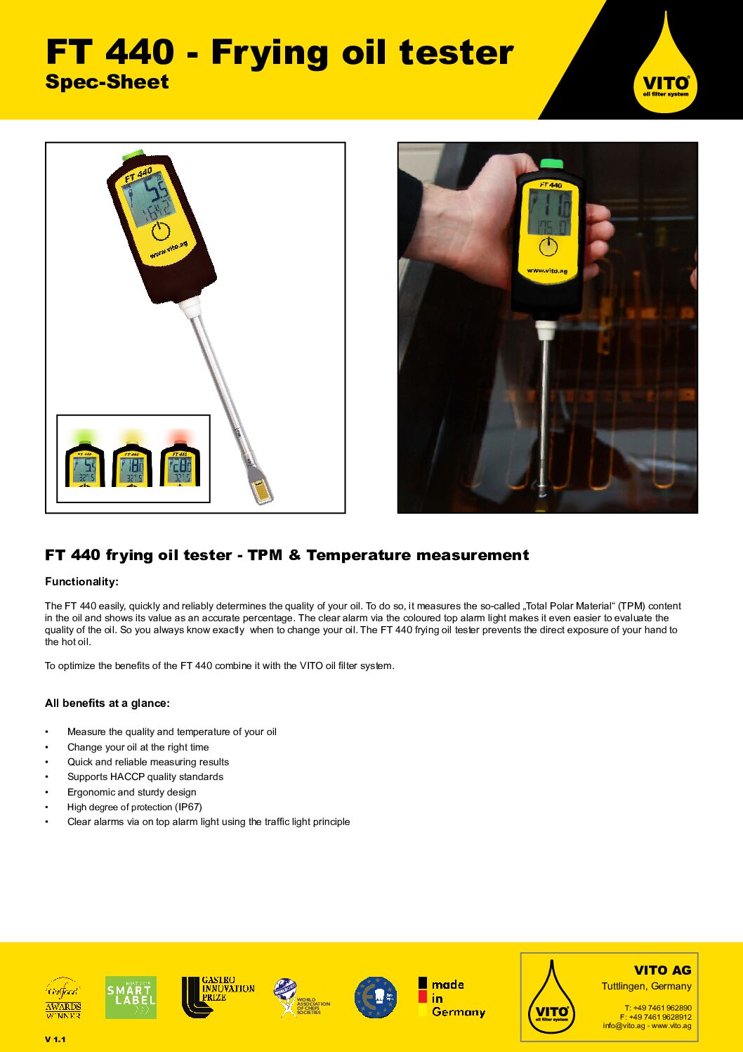 VITO Oil Tester FT440 – Digital TPM & Temperature Meter (IP67) VITO Oil Tester FT440 - Digital TPM & Temperature Meter (IP67) - Image 6