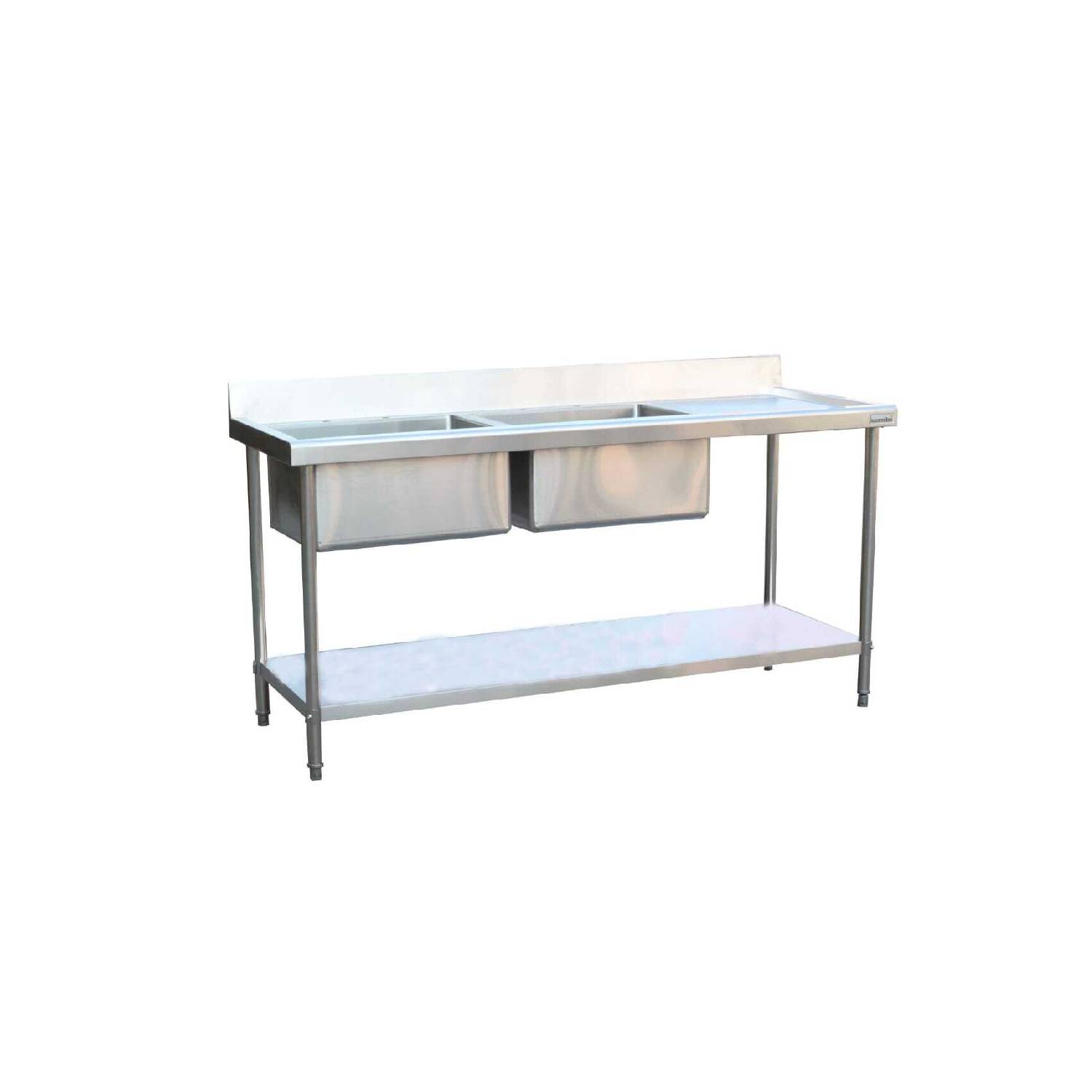 Infernus Commercial Stainless Steel Double Bowl Sink with Right Hand Drainer 1800mm