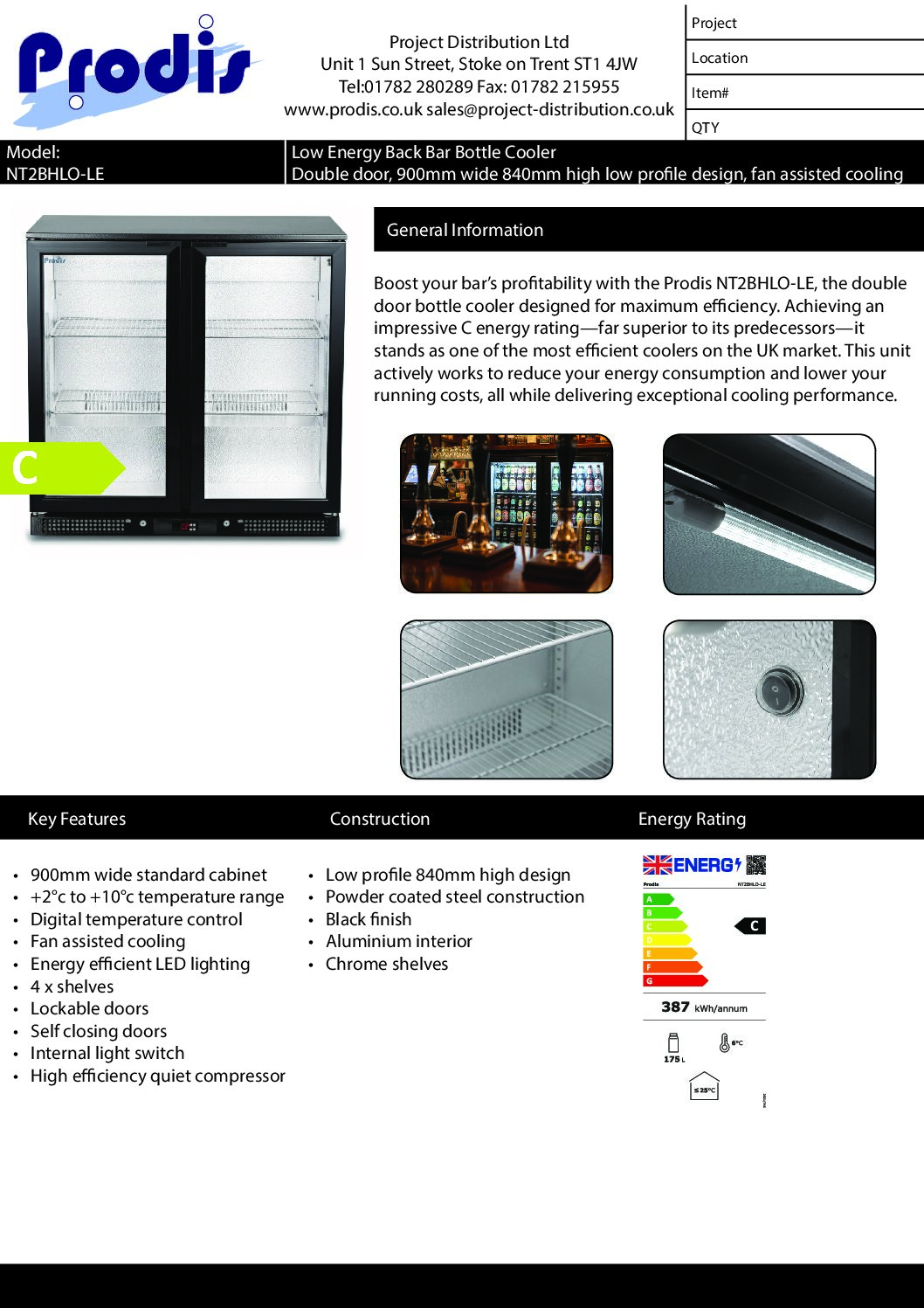 Prodis NT2BHLO-LE Low Energy, Low Profile Double Hinged Door Bottle Cooler Prodis NT2BHLO-LE Low Energy, Low Profile Double Hinged Door Bottle Cooler - Image 7