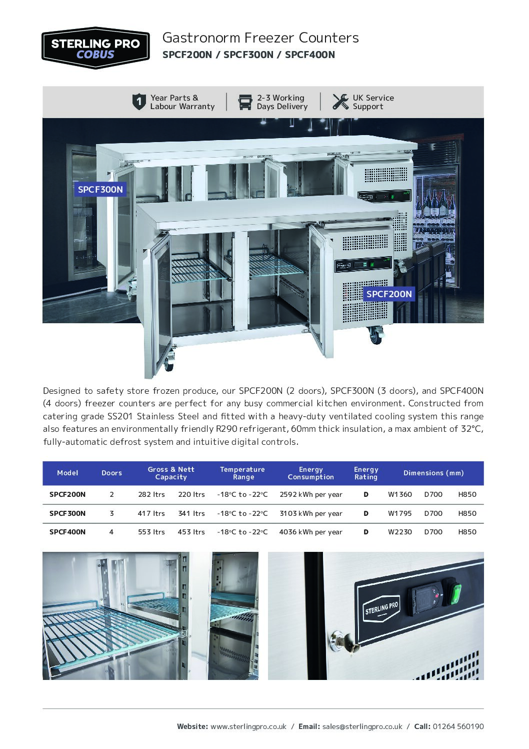 Sterling Pro Cobus SPCF400N 4 Door Freezer Counter 553L Sterling Pro Cobus SPCF400N 4 Door Freezer Counter 553L - Image 6