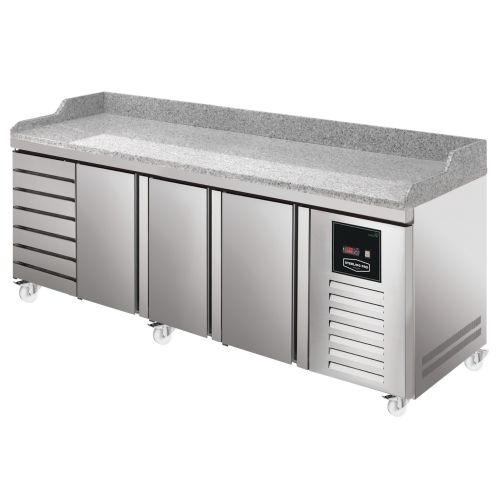 Sterling Pro Green SPI-8-250-37 Granite Top Pizza Prep Counter – 3 Doors & 7 Drawers Sterling Pro Green SPI-8-250-37 Granite Top Pizza Prep Counter – 3 Doors & 7 Drawers