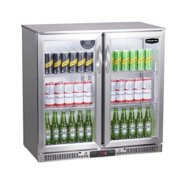 Sterling Pro Green SP2LO-OUT-STS Outdoor Stainless Steel Double Door Bottle Cooler – 180 x 330ml Bottles