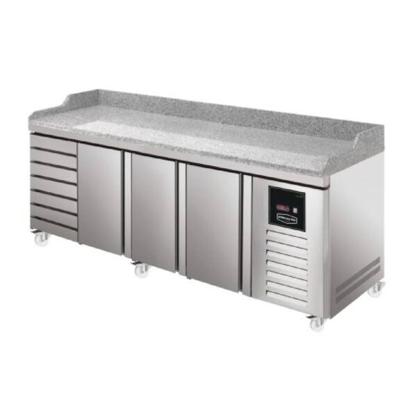 Sterling Pro Green SPI-8-250-37 Granite Top Pizza Prep Counter – 3 Doors & 7 Drawers
