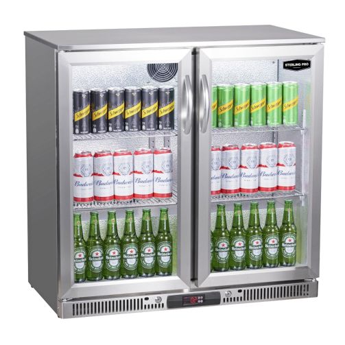 Sterling Pro Green SP2LO-OUT-STS Outdoor Stainless Steel Double Door Bottle Cooler – 180 x 330ml Bottles