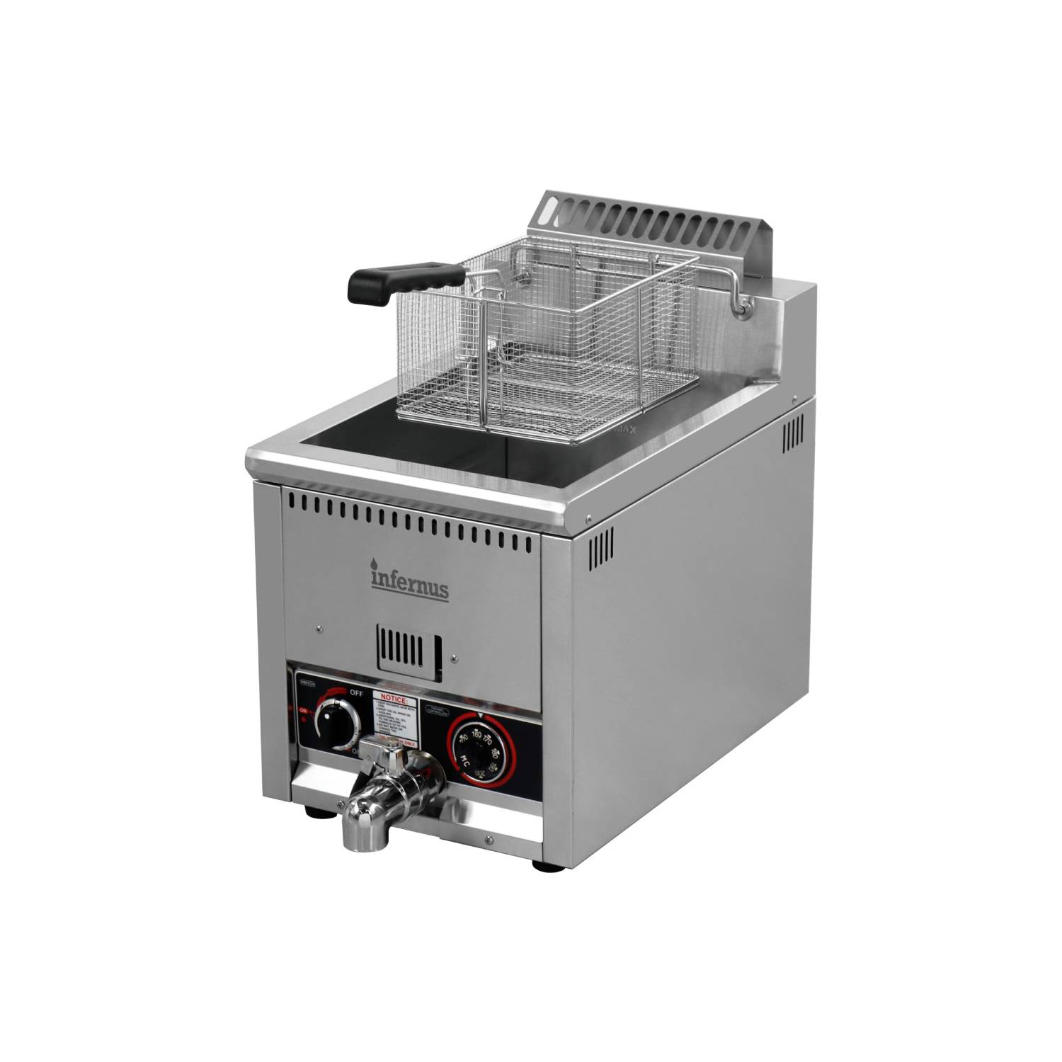 Infernus INF-12HNG Countertop Single Tank Natural Gas Fryer 12L