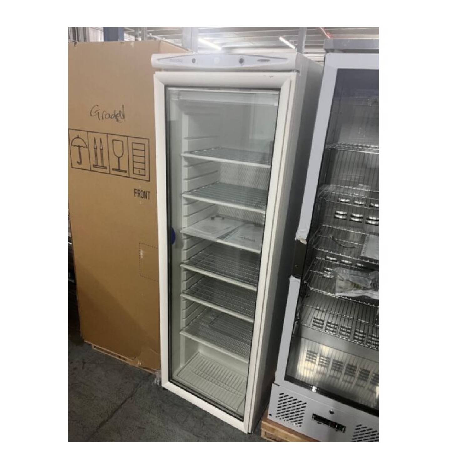 Graded Mondial ICEN40 Upright Glass Door Display Freezer – 360L