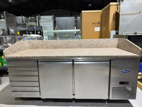 Reconditioned Atosa EPF3480GR 2 Door + 7 Drawer Pizza Prep Counter with Marble Top