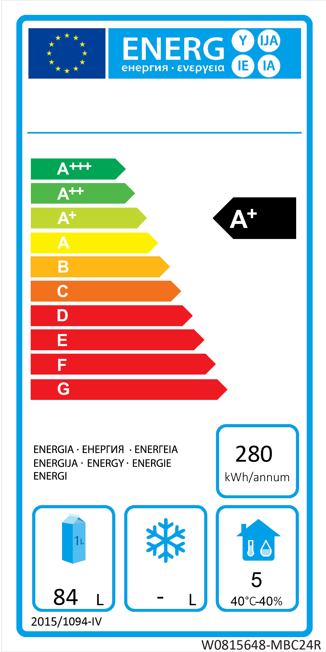 ATOSA MBC24G Single Glass Door Undercounter Fridge 145L ATOSA Energy Rating MBC24G